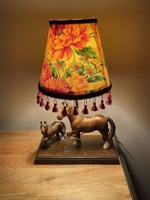 Vintage Gilbert Products Clydesdale Horses 17.5  Table Lamp.