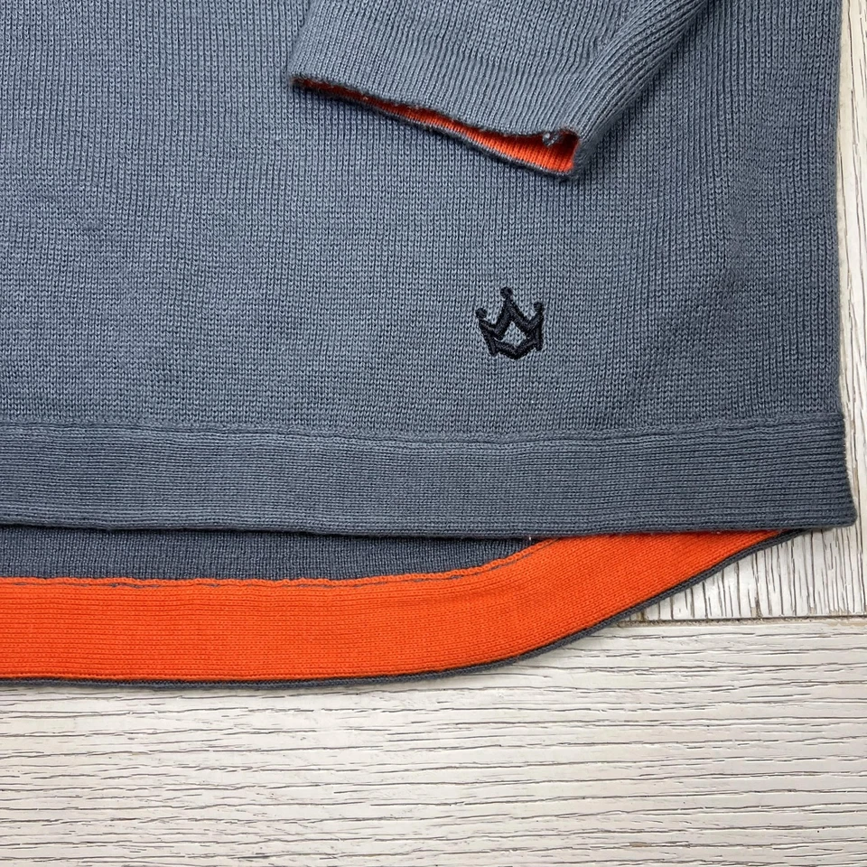 Rusty Sweater Mens XL Gray Orange Double Layer Crewneck Knit Pullover Shirt - Image 2 of 4