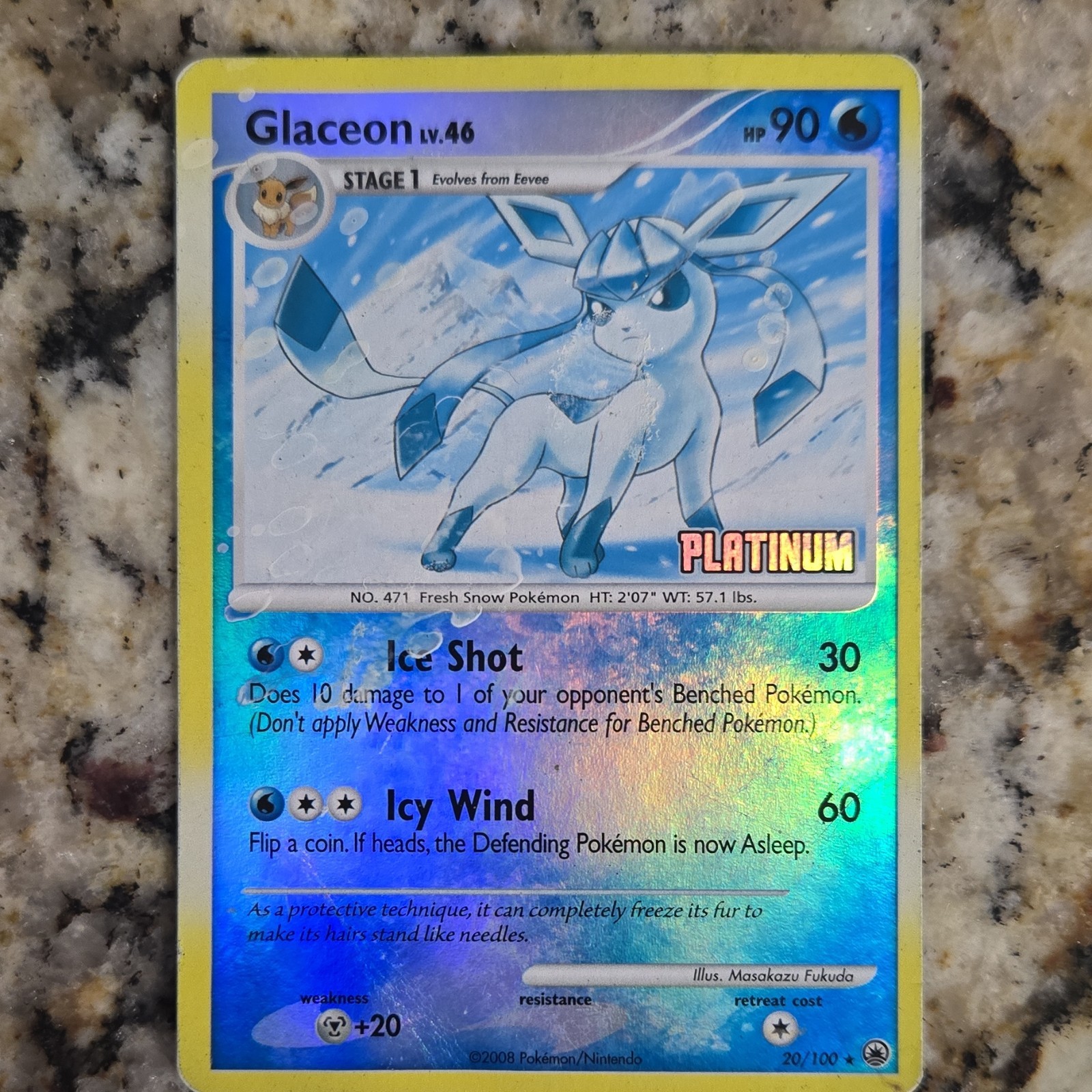 Pokémon Glaceon Rare Reverse Holo 90HP 20/100 Majestic Dawn English