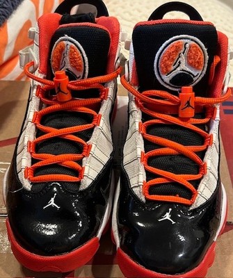 Boys Size 4.5Y - Jordan 6 Rings Mid White Black Team Orange