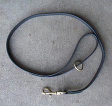 43" Leather Dog Leash Dark Brown Brushed Brass Clasp Loop Handle