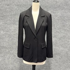 St. John Blazer Womens 6 Black Knit One Button Jacket Made USA Tailored Workwear