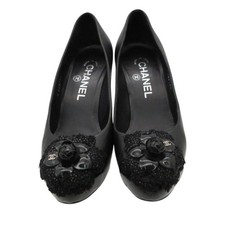 Chanel Pumps Leather Black Women's Platform High Heel Size EU36/US6