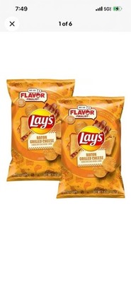 Lay's Bacon Grilled Potato Chips Snacks Crispy Flavor Winner! 7.75oz Smoky 2 Pk