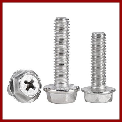 Flange Hex Head with Cross Recess Screw Bolts M3 M4 M5 M6 M8 A2 Stainless Steel