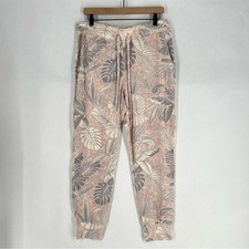 Sundry Pastel Leaf Print Soft Stretch Jogger Pants Drawstring Loungewear Size 4