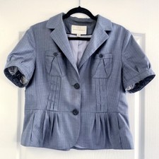 Banana Republic Gray Pinstripe Short Sleeve Fitted Blazer Jacket Size 14