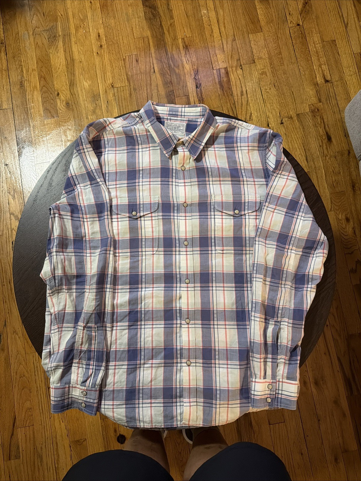 Lucky Blue Plaid Flannel Long Sleeve Button Up Shirt XL