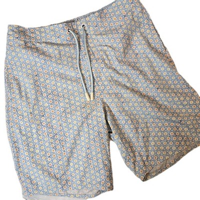 Johnnie-O Half Elastic 7'' Surf Shorts Blue White Yellow Print