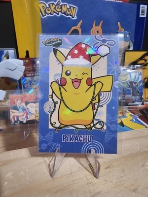 Pokemon Merry Christmas Card Database - Santa Hat Pikachu With Christmas Lights