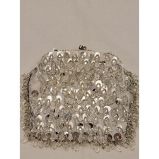 Vintage White Sequin and Drop Bead/Crystal Handmade Deco/Flapper Purse/Clutch