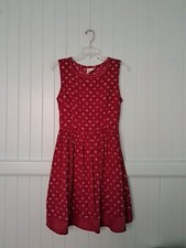Mata Traders Cotton Dress India Boho Sz S Red Hand Stitching Detail Pockets