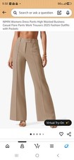 New High Waist Flare Work Trousers In Khaki womens 8-10