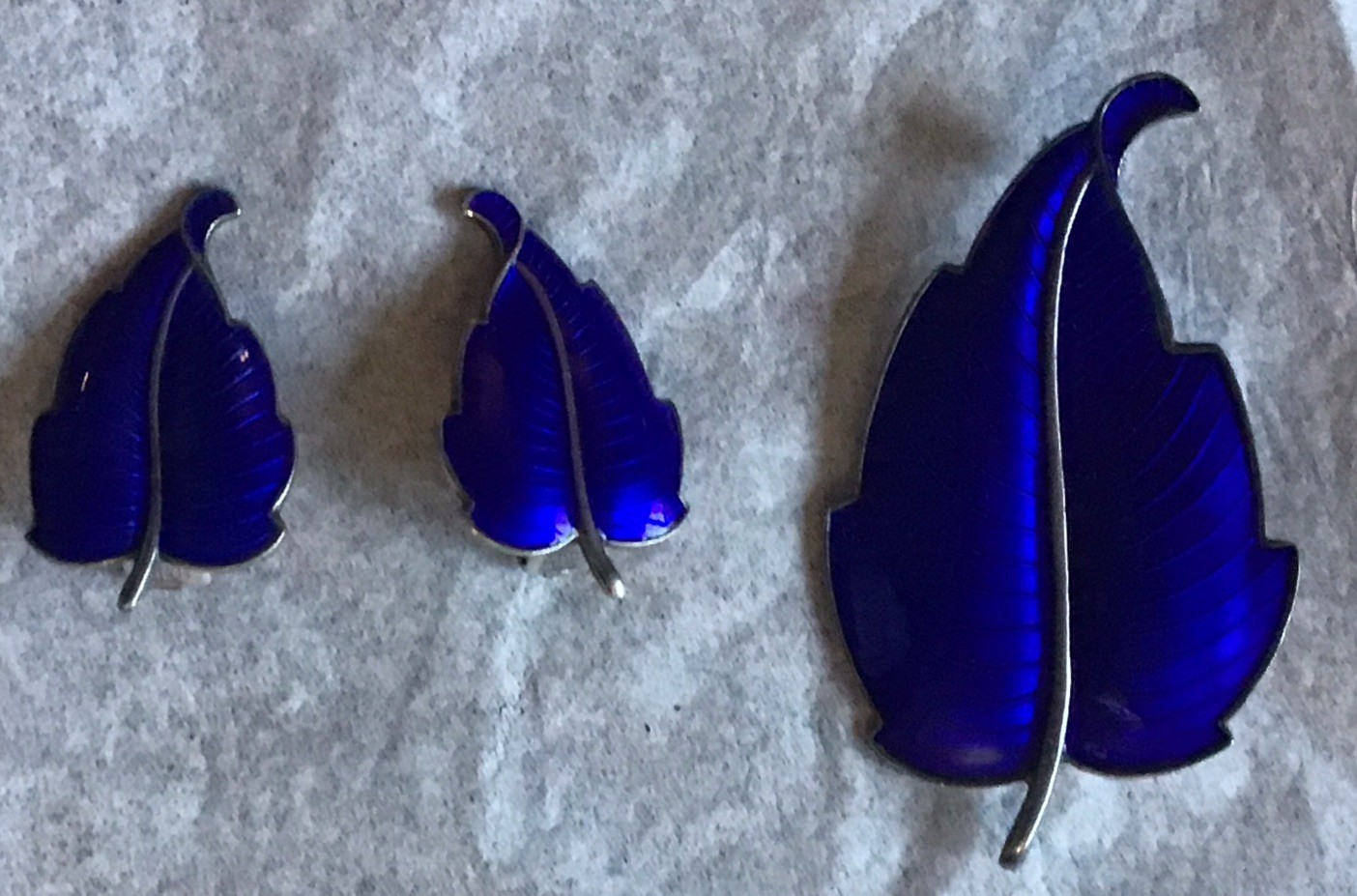 Signed VB Sterling Denmark Silver Blue Enamel Lea… - image 13