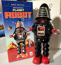 HaHa Toys Mechanical Planet Robot tin wind-up BLACK New Tested sparking