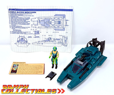 100% COMPLETE 1984 GI Joe Cobra Water MOCCASIN + Copperhead, File CARD BLUEPRINT