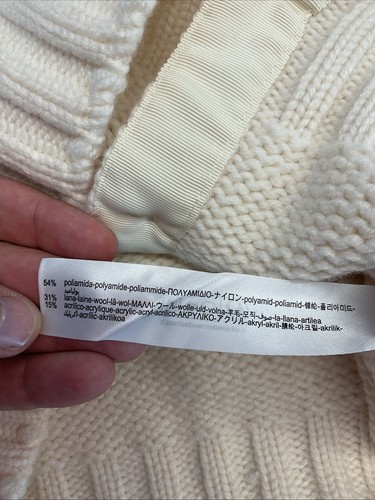 NEU Zara Creme Zopfmuster Cropped Wollmischung Cardigan Pullover Kastig Gr. M - Bild 5 von 8