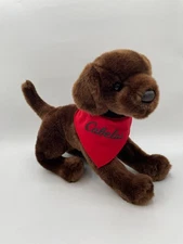 Douglas Cabelas Chocolate Lab Brown Puppy Dog 2016 12" Plush Red Bandana #1811