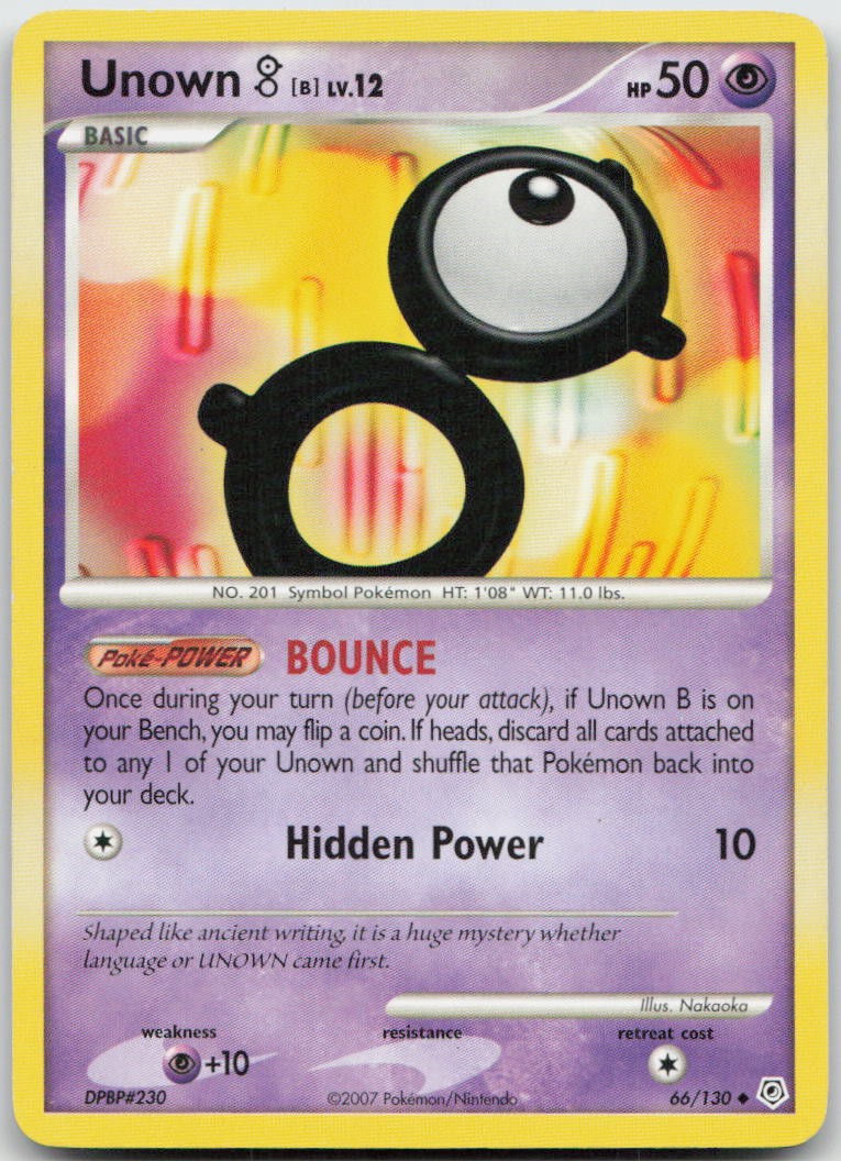 Unown [B] 66/130 Uncommon Diamond & Pearl Pokemon TCG LP