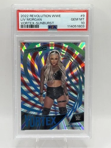 2022 Revolution WWE Liv Morgan #9 Vortex SUNBURST #49/99 Graded PSA 10 - Pop 3