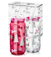 Barbie Christmas Drinking Glasses Set of 2 – 20oz Tumblers Dragon Glassware 