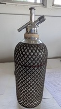 Vintage Sparklets Soda Siphon 1935-55 Seltzer Glass Wire Mesh Bar Water Bottle