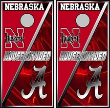 nebraska  alabama house divided 0503 cornhole board vinyl wraps