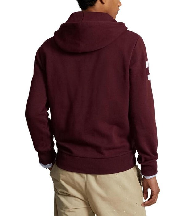 Polo Ralph Lauren felpa con cappuccio uomo pile 3 felpa grande polo pony XL vino nuova con etichetta