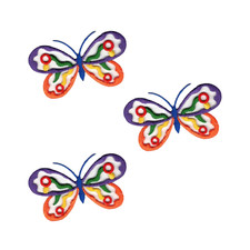Bright Colored Cut Out Butterfly 3-Pack Iron on Patch