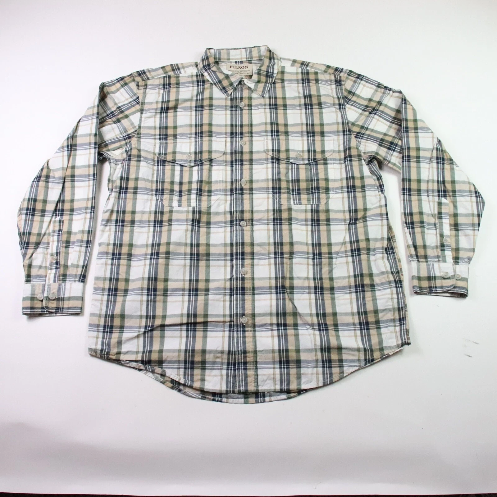 Filson Shirt Mens Large L Button Up Long Sleeve Outdoor Hiking Workwear Cotton