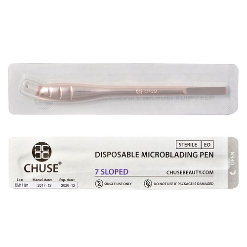 CHUSE 5pcs Sterilized Microblading Pen+7 Pins Needle Manual Tattoo Sloped Blades - Foto 8 di 21