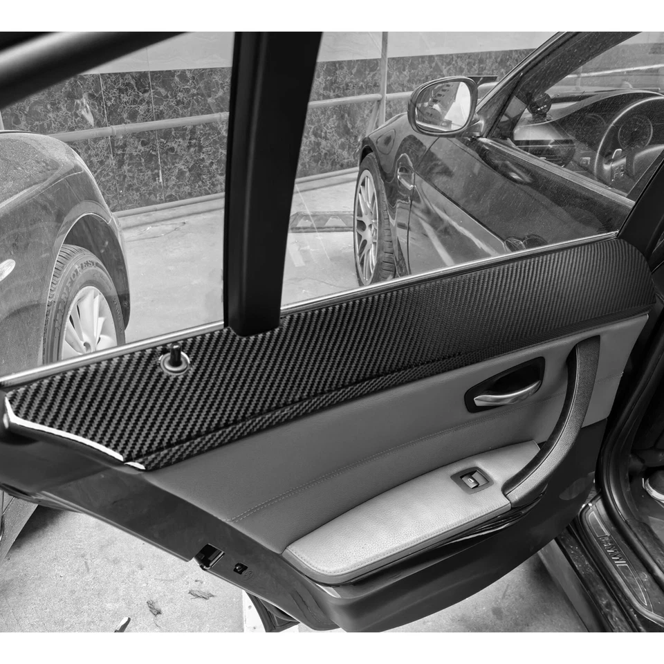 Tampa de painel de janela de porta traseira de fibra de carbono real para BMW 3 Series M3 E90 2005-2012 - Imagem 3 de 4