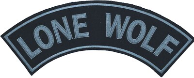 LONE WOLF MOTORCYCLE VEST 11'' ROCKER EMBROIDERED PATCH BL-10