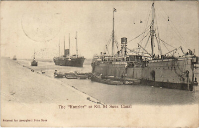 PC EGYPT, THE KANZLER AT KIL. 54 SUEZ CANAL, Vintage Postcard (b30908)