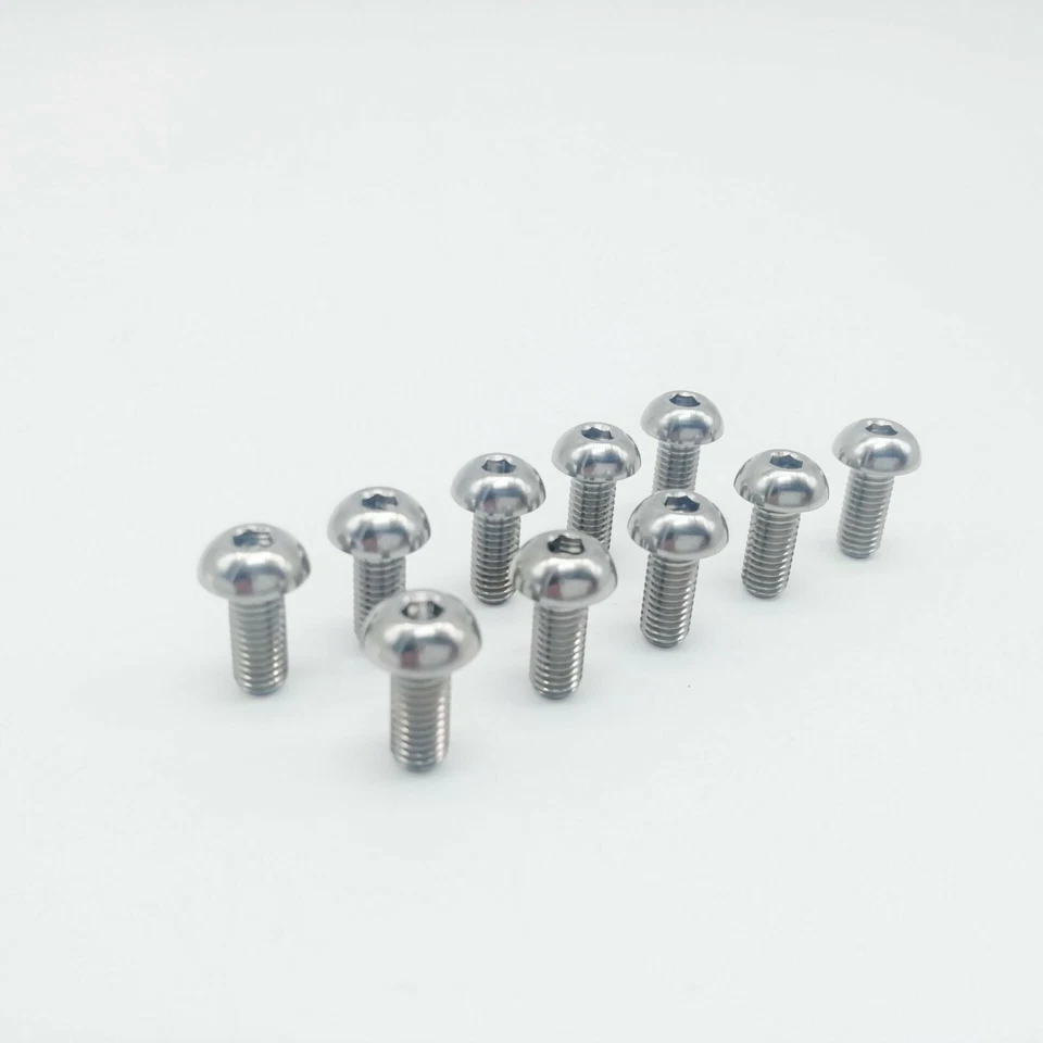 10 peças gaiola de garrafa de água Ti titânio M5x12mm parafuso botão cabeça Allen parafuso chave - Imagem 2 de 4