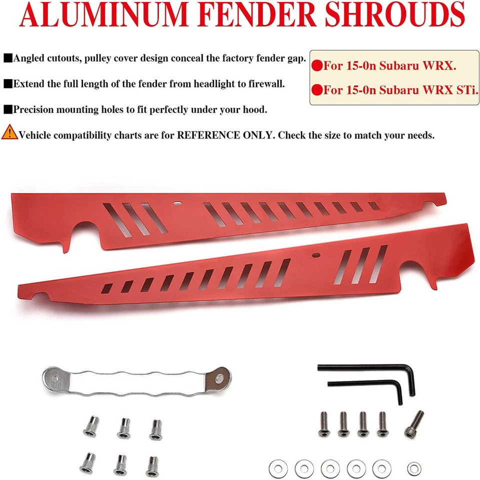 ACCS Red Performance Fender Shrouds Panel For 2015-2020 Subaru WRX / WRX STI Foto 4 de 4