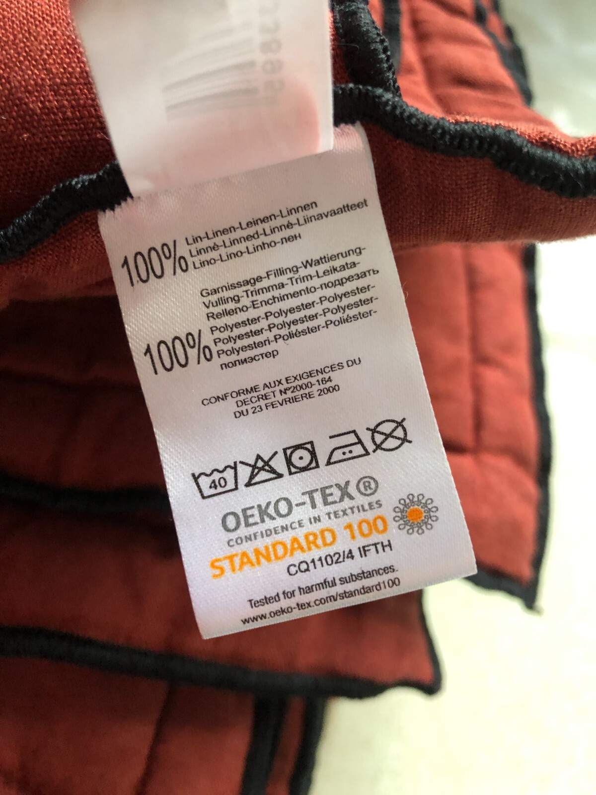 La Redoute AM PM Elina Washed Linen Quilt Bedspread Henna 140 x 82 cm