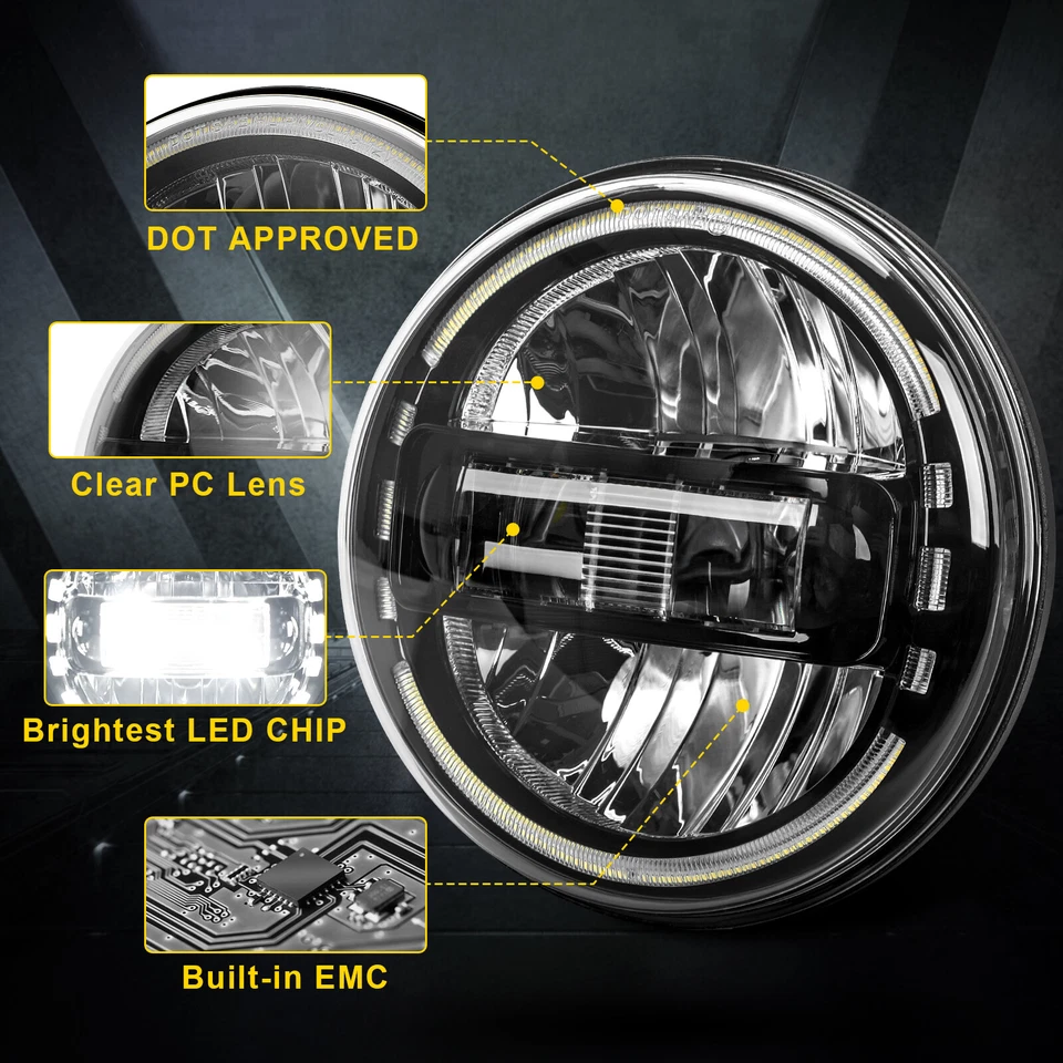 Halo LED Headlights Combo for Jeep Wrangler JL Gladiator 2018 19 2020 2021 2022 - Image 4 of 4