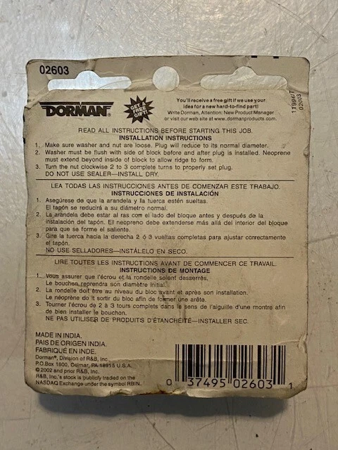 9 Cantidad de Enchufes de Expansión de Motor Dorman 1-1/2" - 1-5/8" 02603 | 571-009 (9 Cantidad) Foto 3 de 4