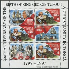 Tonga 1997 SG1382-1385 Birth of King George Tupou I and Christianity sheetlet MN