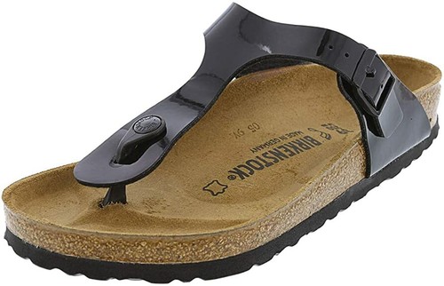 Birkenstock Gizeh Birko-Flor Patent - Womens - Sandals - Black Patent - 40  736399125894 | eBay