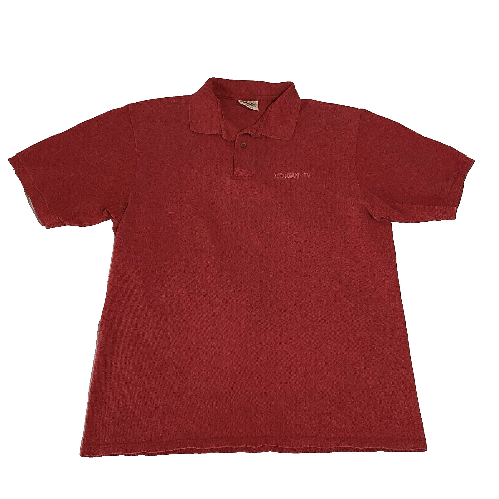 Vtg Polo Shirt Medium 100% Cotton FLAWS KTAN-TV Logo Active Casual Summer      c