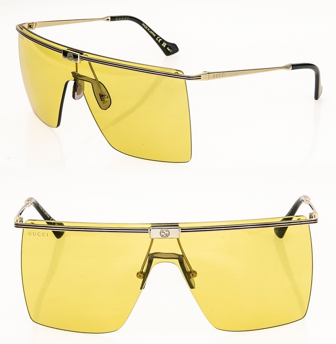 GUCCI AUTHENTIC Unisex Oversized Mask 1096 Gold Yellow Sunglass
