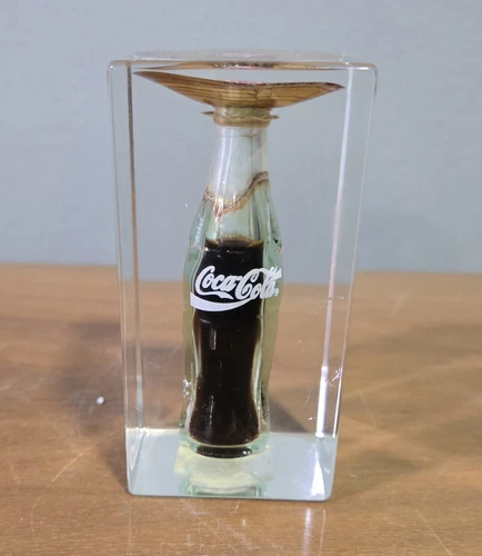 Cool Vintage Coca Cola Bottle In Paperweight 3.5”  X 1.75” X  1.75”