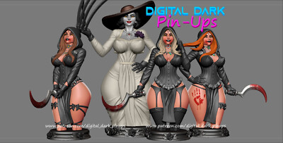 Resident Evil Village, Dimitrescu Girls, sexy Pin Up, Figur, 3D Druck, UNBEMALT