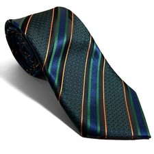 Green  Blue Striped Geometric Jacquard Tie Handmade 