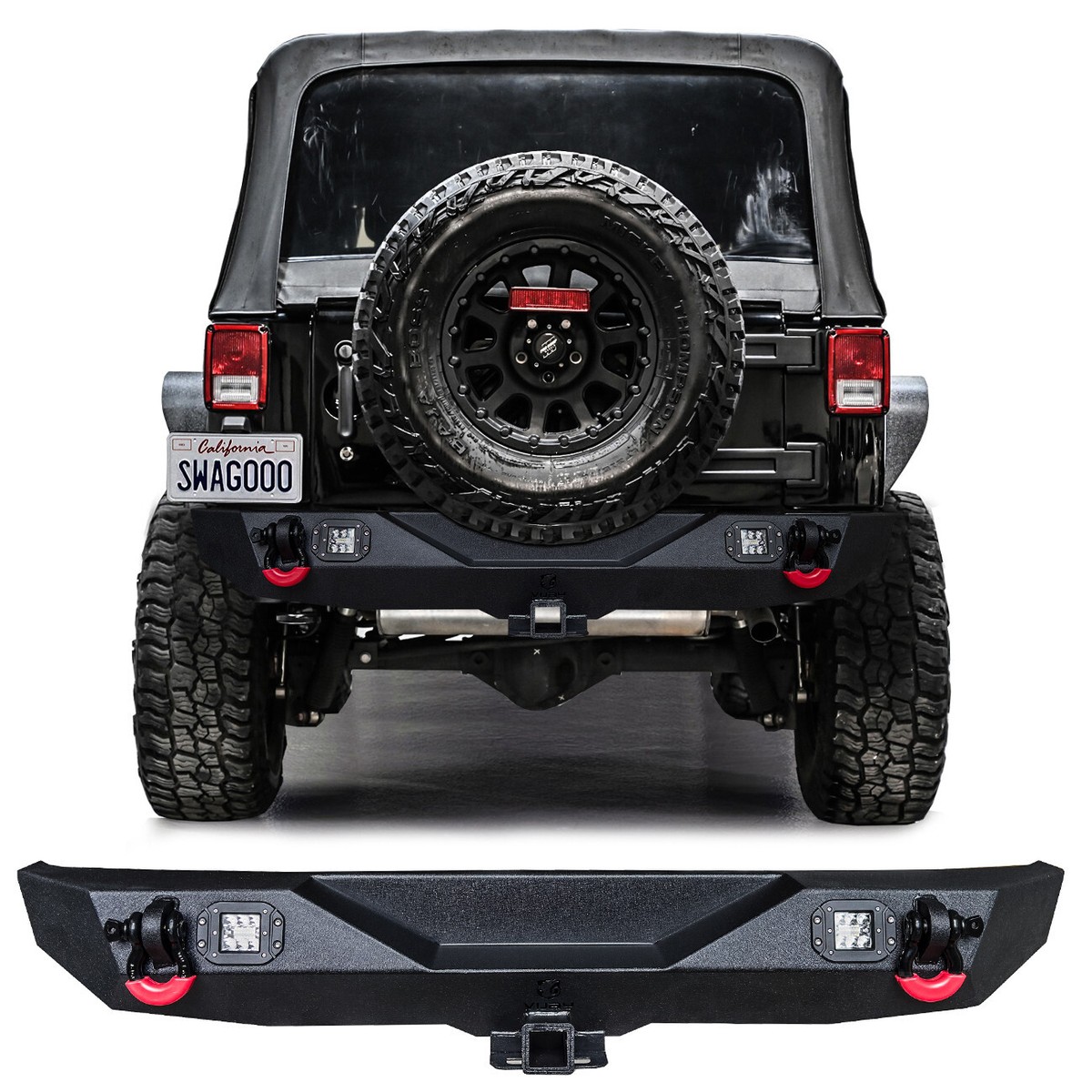 Steel Black Rear Bumper with LED Lights For 2007-2017 Jeep