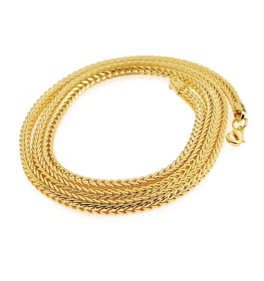 18k gold plated chain franco link chain 30” inch long x 4mm necklace Foto 3 de 4