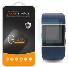 2x Supershieldz Tempered Glass Screen Protector Saver Shield for Fitbit Surge