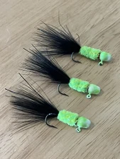 Three hand tied 1/16 crappie jigs 